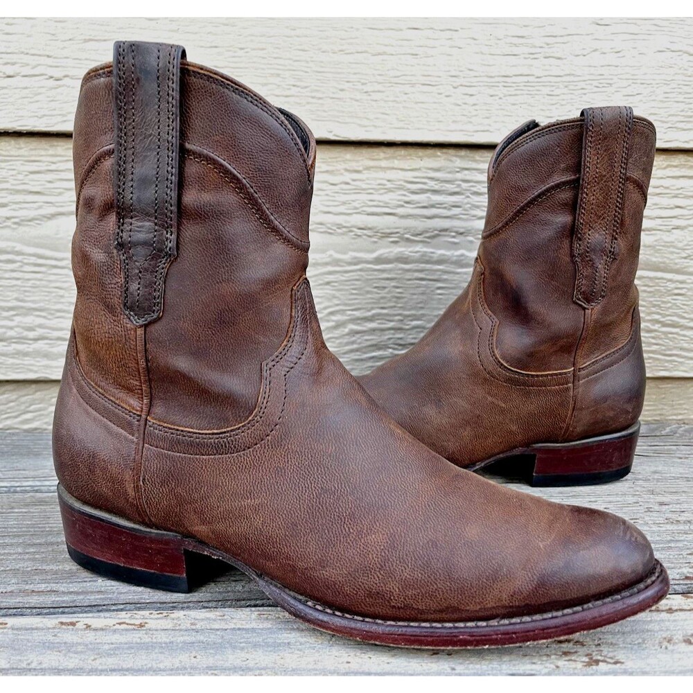 Tecovas The Dean Men’s 8.5D Leather Western Cowboy Ankle Boots Side Zip Brown